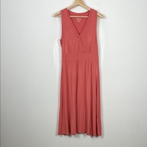 L.L. Bean Women's S Sleeveless Jersey Strech Pullover Tank Pink Coral Midi Dress